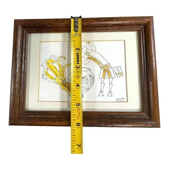Kachina Corn Maiden Native American Framed Matted Drawing Ar Signed Leona Rubin